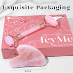 BAIMEI Rose Quartz Roller Set & Xiuyan Jade Gua Sha – Face Massager Tool and - Image 9