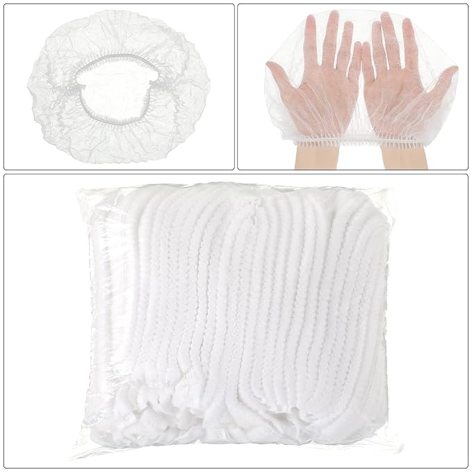 100 Pcs Disposable Nonwoven Bouffant Caps 21 Inch Hair Net Elastic Cap Hair - Image 2