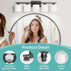 Honesorn 5-Light Vanity Lights, Matte Black - Image 3