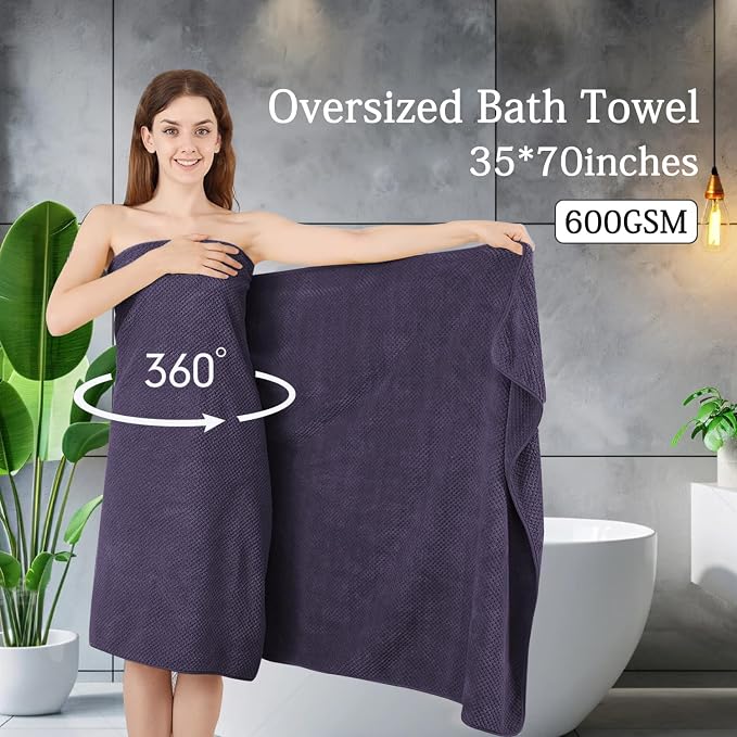 8-Piece Purplr Bath Towels Set, 2 Oversized Large Bath Towels Sheet, 2 Hand - Image 2