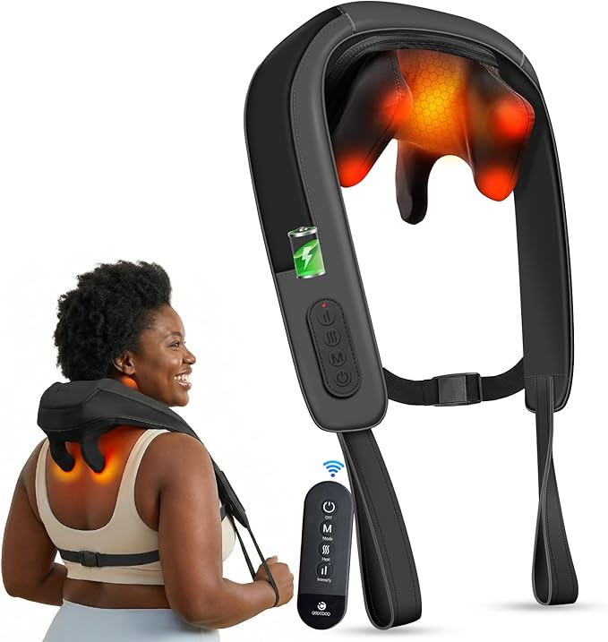 CooCoCo Cordless Neck Massager for Pain Relief Deep Tissue, 6D Shiatsu Shoulder by CooCoCo