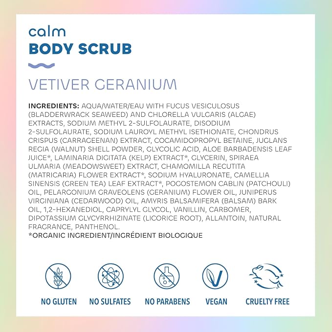 Seaweed Bath Co. Calm Body Scrub, Vetiver Geranium Scent, 6 Ounce, Sustainably - Image 3