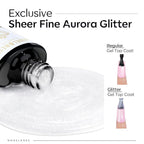 modelones Glitter Gel Top Coat, Ultra Fine White Aurora Clear Glitter Gel - Image 2