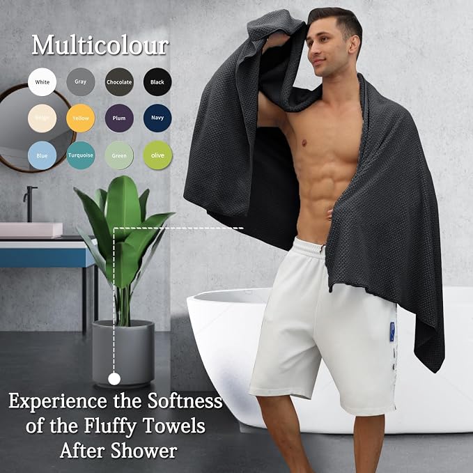 Black Bath Towels Set 35x70 Inches - Image 5