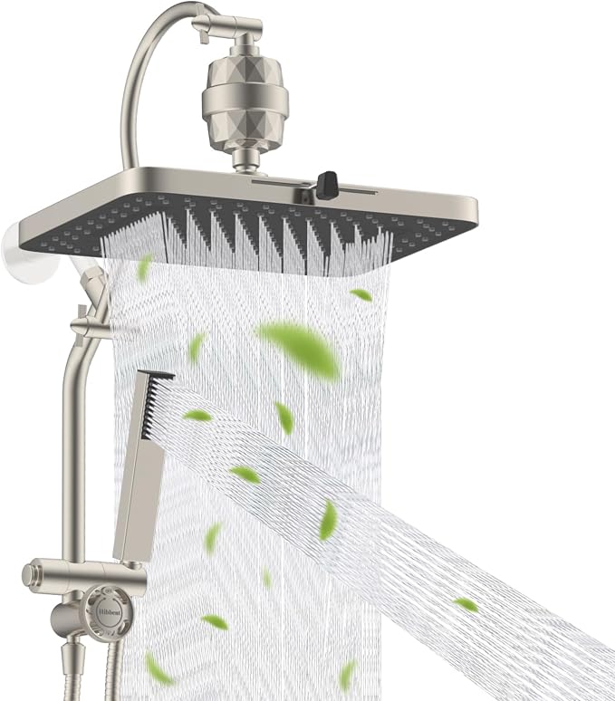 Hibbent 5-spray Filtered Rainfall Shower Head Combo, High Pressure 13'' by Hibbent