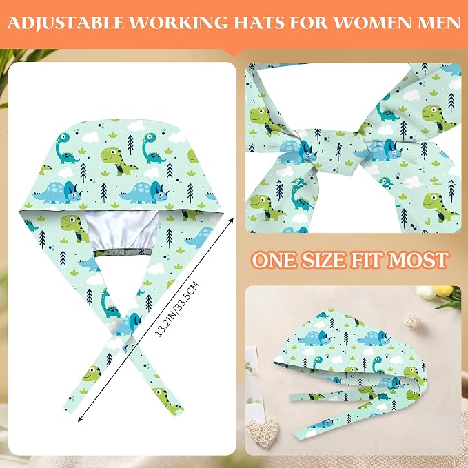 Adjustable Scrub Cap with Buttons & Sweatband, Working Hat with Elastic Tie Back - Image 4
