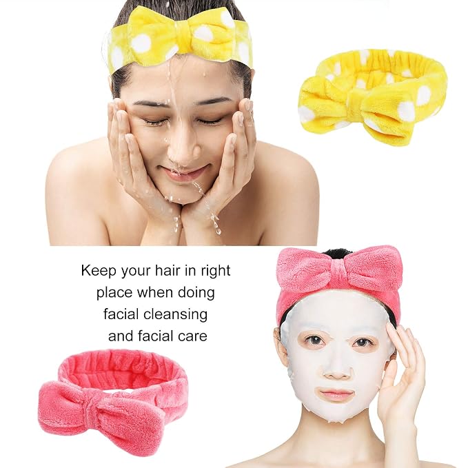 8 Pack Spa Headbands, Coral Fleece Makeup Bow Headbands, Terry Cloth Face Hair - Image 3