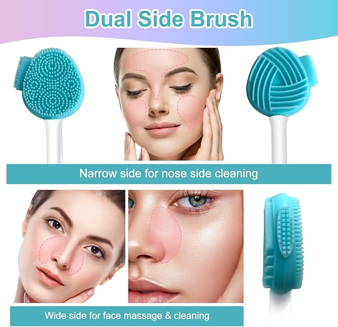 MUIIGOOD Blue Silicone Face Scrubber Face Mask Brush Exfoliating Lip Brush - Image 4