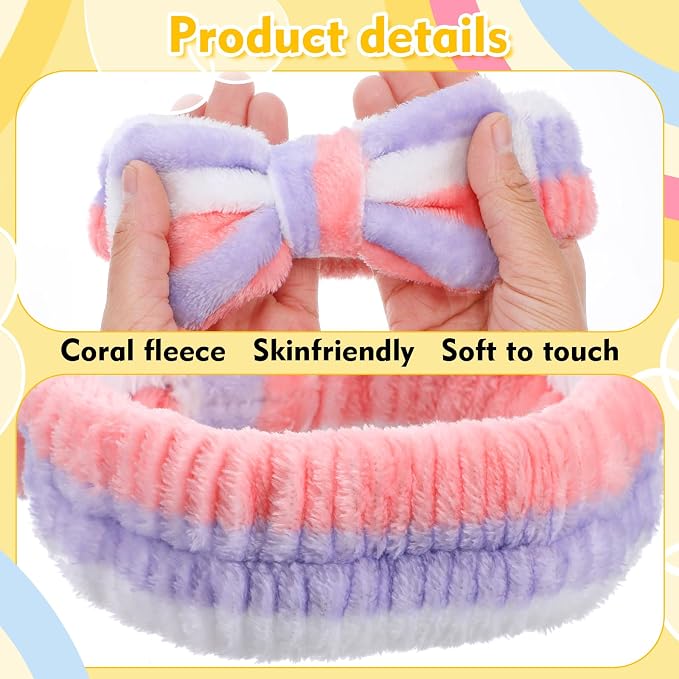 Molain 24 Pcs Spa Headband for Women Bow Hairband Adjustable Skincare Headbands - Image 3