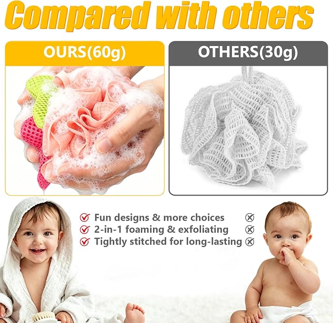 Kids Loofah, Cute Cartoon Animal Kids Bath Sponge - Image 7
