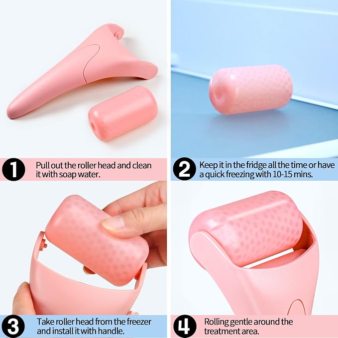 Teenitor Pink Ice Roller for Face, Ice Face Roller, Eye Roller for Puffy Eyes - Image 4