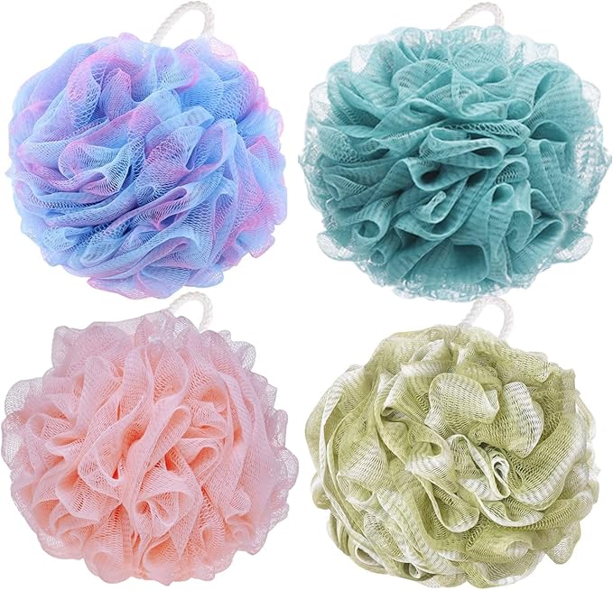 BTYMS Large Loofah Sponge Shower Scrunchies Puff 75g/pc Mesh Pouf Bath Loofa by BTYMS