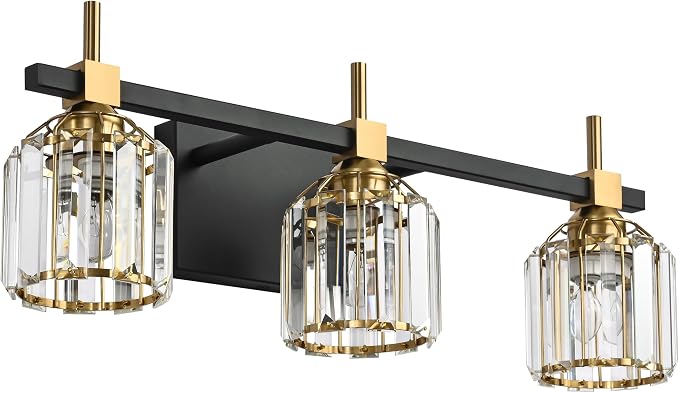 SOLFART Crystal Bathroom Light Fixtures 3 Light Bathroom Vanity Light Over by SOLFART