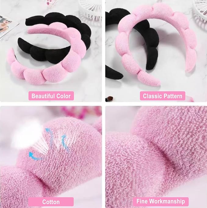 Spa Headband and Wristband Set for Women, Terry Cloth Sponge Headband for - Image 6