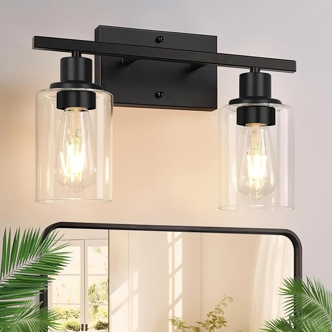 Indoi Matte Black 2-Light Bathroom Vanity Light by Indoibrightenyourbathroom