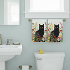 Accnicc 2 Pack Black Cat Bathroom Hand Towels Decorative Spring Floral Dish - Image 4