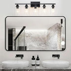 5 Light Bathroom Light Fixtures Black Vanity Light Over Mirror Modern Farmhouse - Image 2