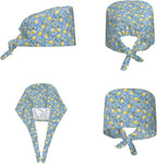 Scrub Cap for Women and Men Boho Black Leaf Pattern Adjustable Breathable - Image 2