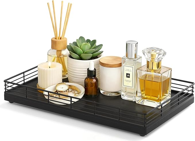 Large Bathroom Vanity Tray – 13" x 8" Oak Decorative Wooden Tray by Focusonit