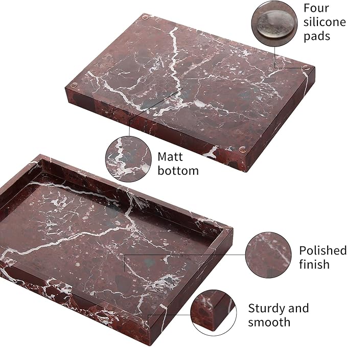 Marble Bathroom Vanity Tray, Natural Luxury Vanity Home Kitchen Bathroom Table - Image 3