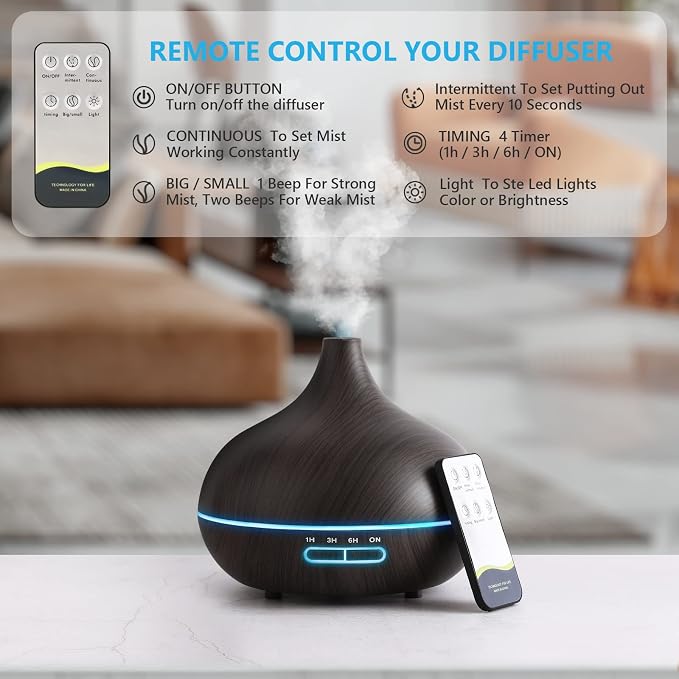 Diffusers for Essential Oils Large Room, 550ml Essential Oil Diffusers - Image 2