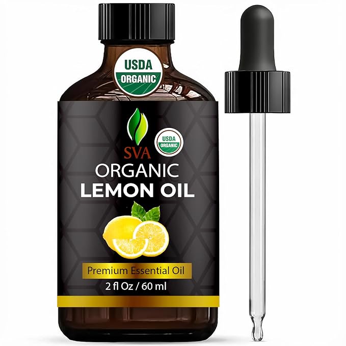 SVA Lemon Essential Oil Organic – 2 Fl Oz – 100% Natural Organic Lemon Oil by SVAORGANICS