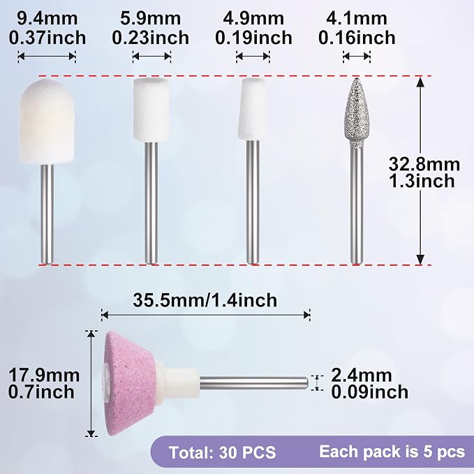 ANCIRS 30 Pcs Nail File Replacement Head Refills Set, Nail Drill Bits - Image 2