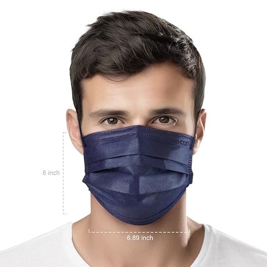 CSD Colo 30 Pcs Navy Blue Disposable Face Masks, 3 Ply Adult Mask - Image 8