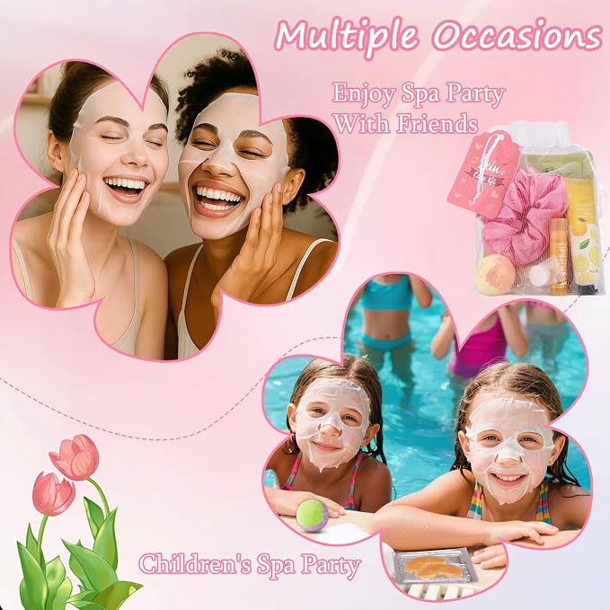 60PCS Spa Party Supplies for Girls, Include Facial Masks, Lip Mask, Under Eye - Image 3