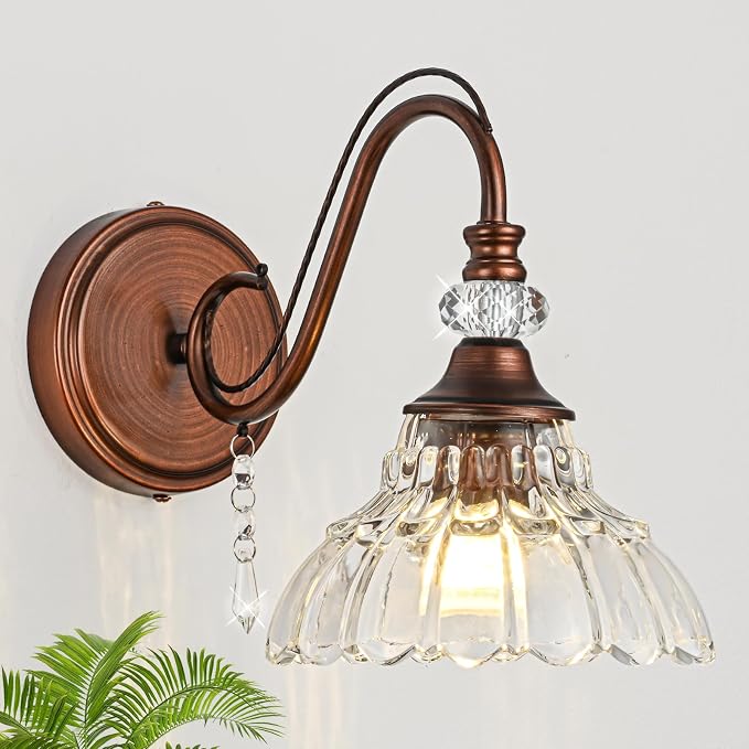 1 Piece Vintage Wall Sconce, 1-Light Matte Antique Red Bronze Finish Wall Sconce by Unknown
