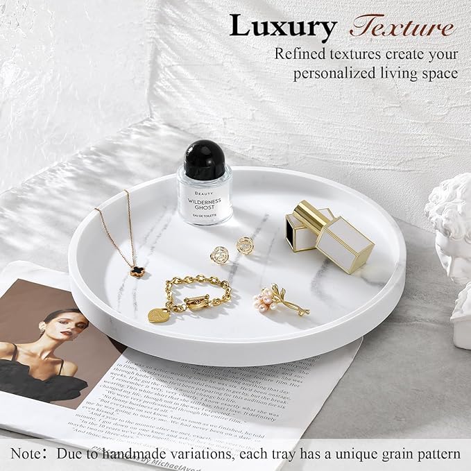 Luxspire Turntable Lazy Susan for Table Top, Marble Round Tray 10.63 inch - Image 5