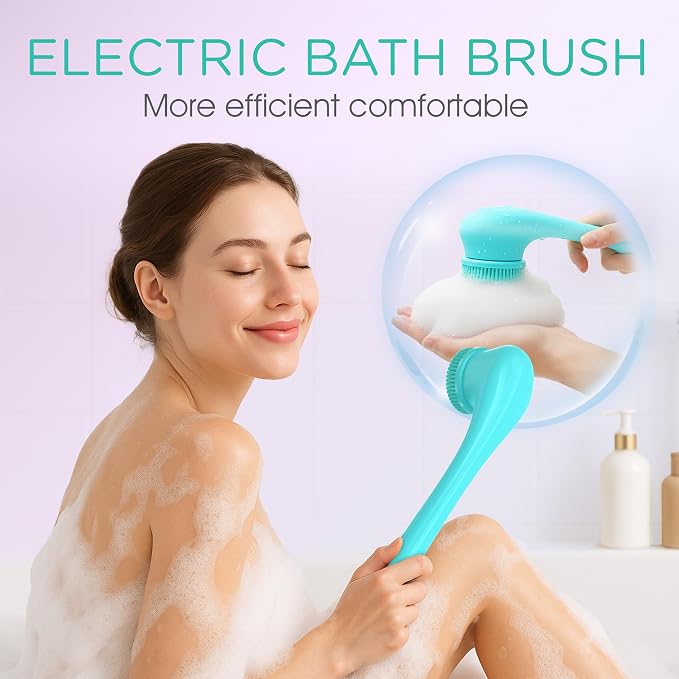 VOYOR Electric Body Brush Back Scrubber Silicone Body Scrubber Two-Way Rotating - Image 3