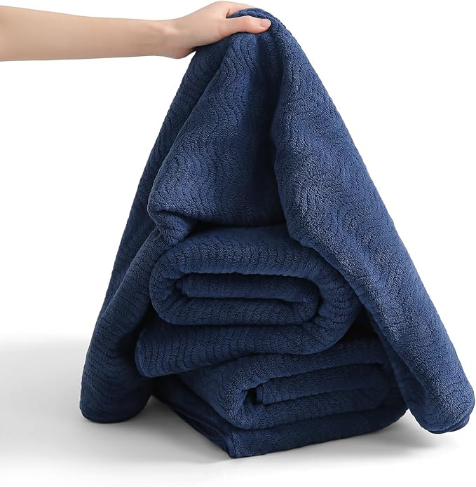 4 Piece Extra Large Bath Towel 35"x70" Oversized Bath Sheet Navy Blue Bath - Image 8