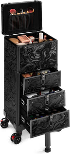 Rolling Makeup Train Case with 3 Drawers, Nail Trolley Cart Salon Station - Image 9