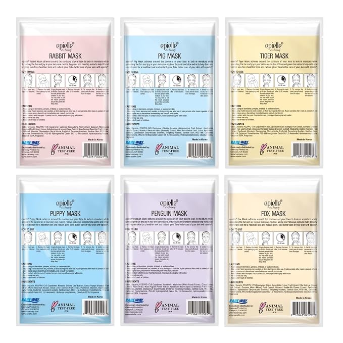 Epielle Character Face Mask Fuzzy Friends 12 Pack, Fun & Effective Korean Skin - Image 8
