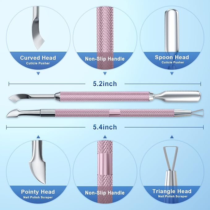 2PCS Metal Lilac Cuticle Pusher and Cutter Remover Salon Quality Stainless - Image 2