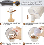 Small Bedside Table Lamp for Bedroom, Natural Round Wood Base&Fabric Linen Shade - Image 7