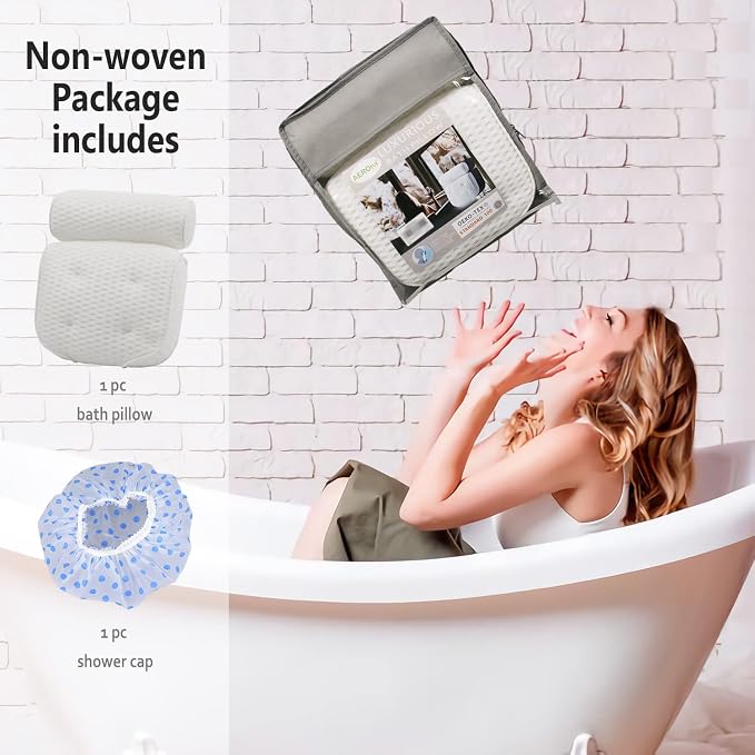AEROiVi Luxury Bath Pillows for Tub，Bath Pillow Bathtub Pillows for Head and - Image 8