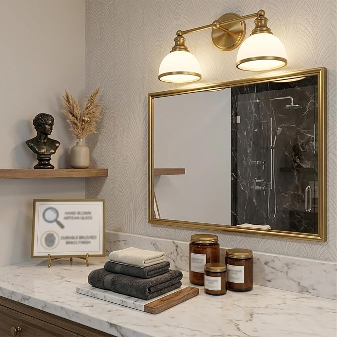 Hamilyeah 2-Light Gold Bathroom Vanity Light, Brushed Gold Wall Light Fixture - Image 4