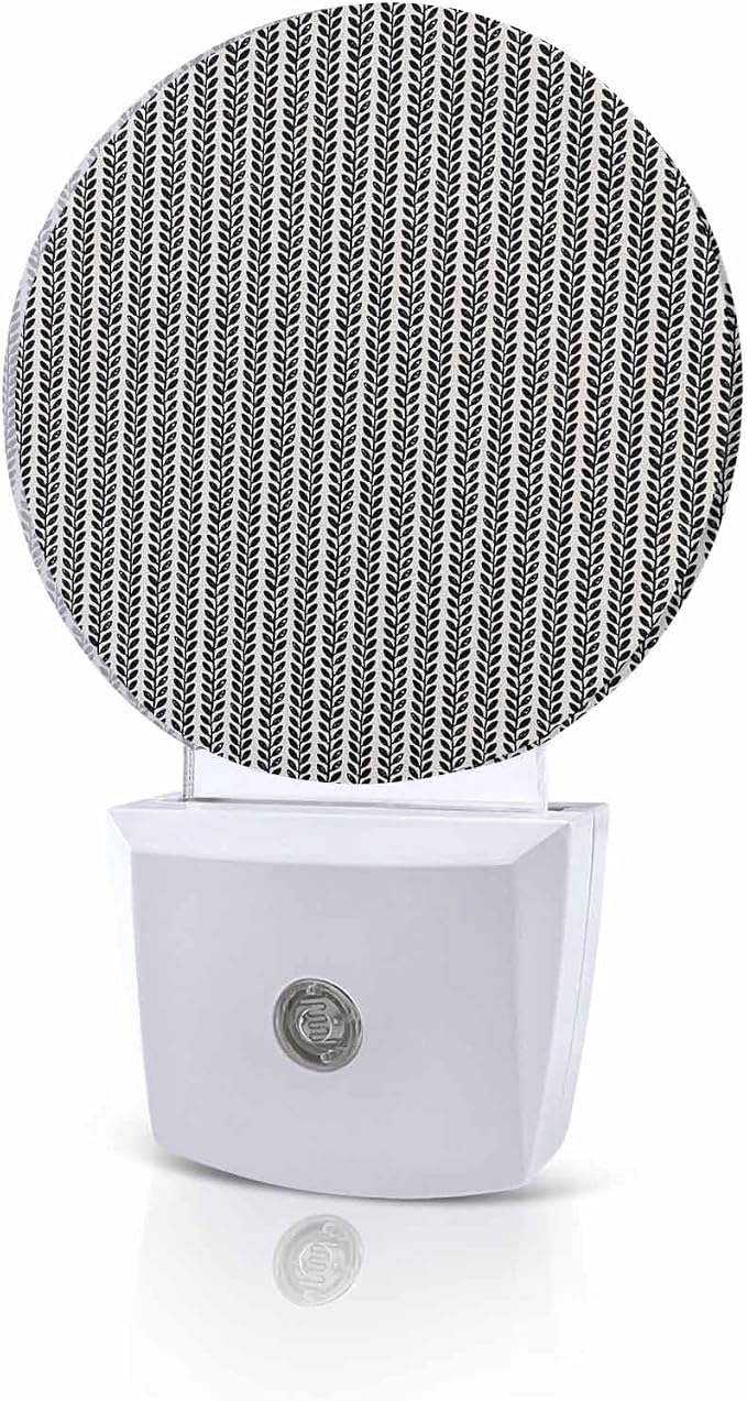 Night Lights Auto Sensor Gray Pinstripes Night Light Woven Denim Striped Round by Home+L6