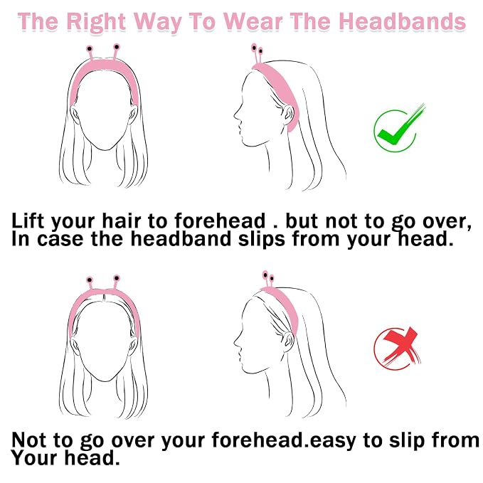 Jowmoy Cute Pink Snail Headband Frog Eye Elastic to Wash Face - Image 7