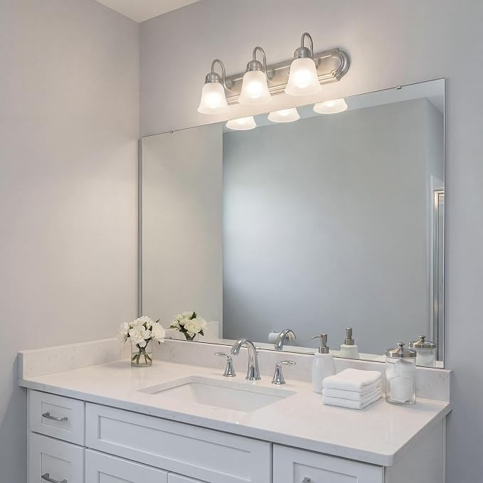 Kichler 24" 3-Light Vanity Bath Light in Brushed Nickel, Modern Bathroom Light - Image 11