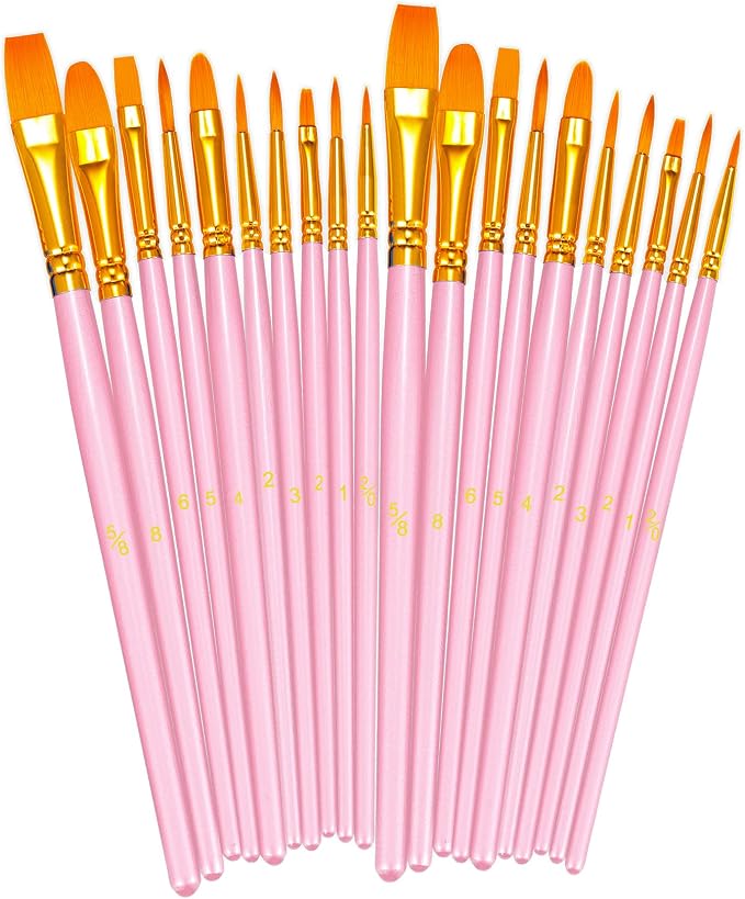 BOSOBO Paint Brushes Set, 2 Pack 20 Pcs Round Pointed Tip Nylon Hair Artist by ArtistPaintBrushesSet