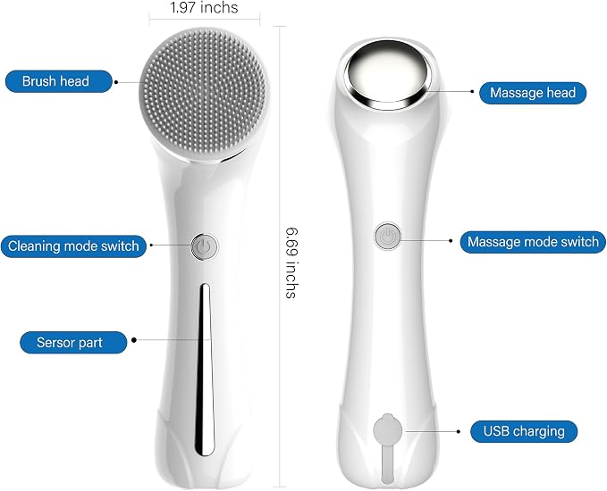 Facial Cleansing Brush, 2 in 1 Ｗaterproof IPx7 Facial Spin Scrubber Set - Image 7