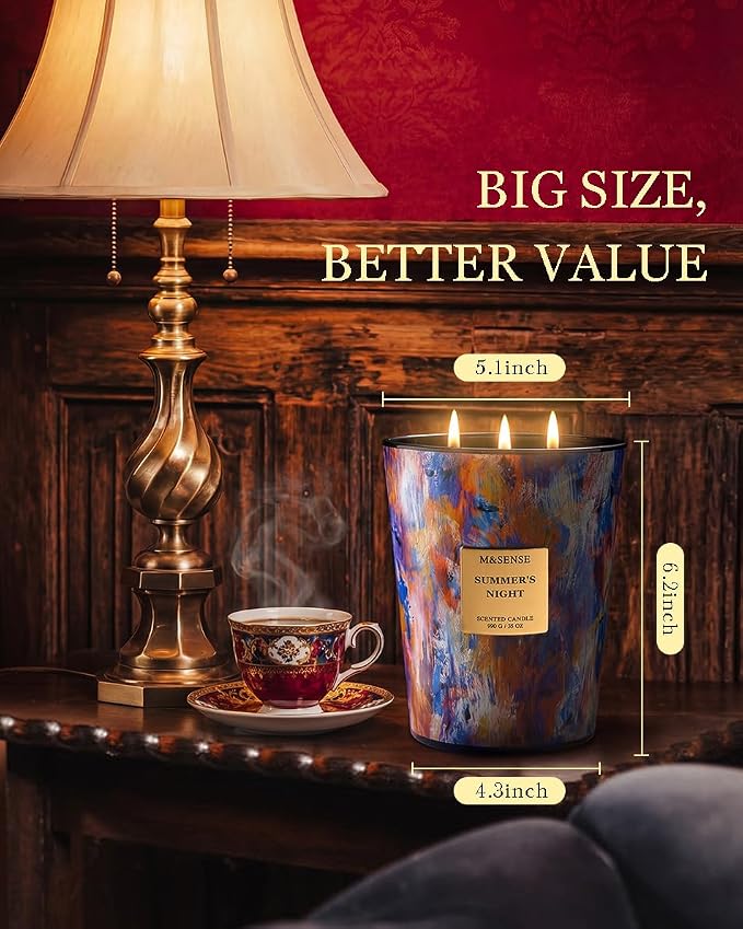 M&SENSE Summer Night Scented Soy Large Candle, 3-Wick 35oz 150 Hours Non-Toxic - Image 2
