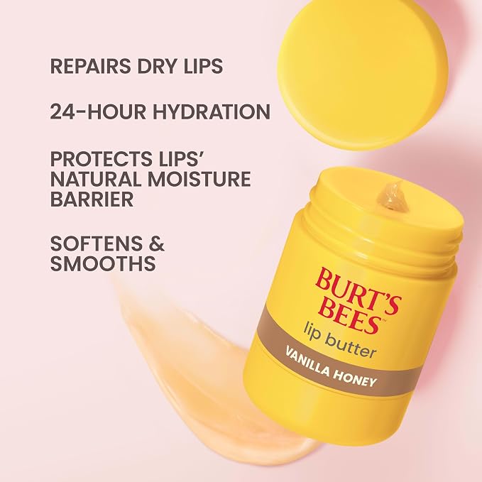 Burt's Bees Vanilla Honey Lip Butter, Repairs Dry Lips, 24 Hour Hydration - Image 2