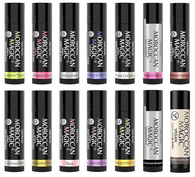 Moroccan Magic Organic Lip Balm & SPF15: 14 Piece Variety Pack Gift Set | by MoroccanMagic