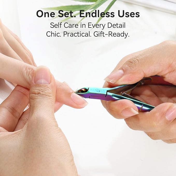 Makartt Cuticle Trimmer: Cuticle Nipper and Cuticle Pusher Set, Rainbow - Image 2