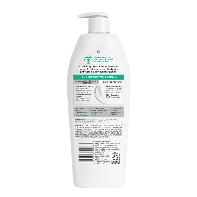 Curel Fragrance Free Lotion, Sensitive Hypoallergenic Lotion - Image 10