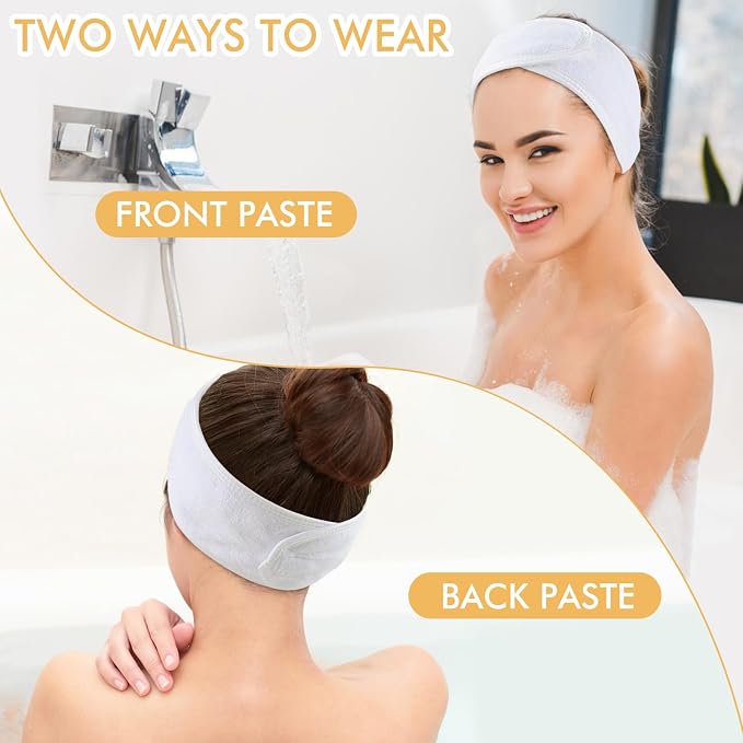 SINLAND Spa Headband for Women 3 Counts Adjustable Makeup Hair Band - Image 3